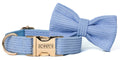 POSHPUP adjustable luxury dog collar with bow - corduroy pastel blue