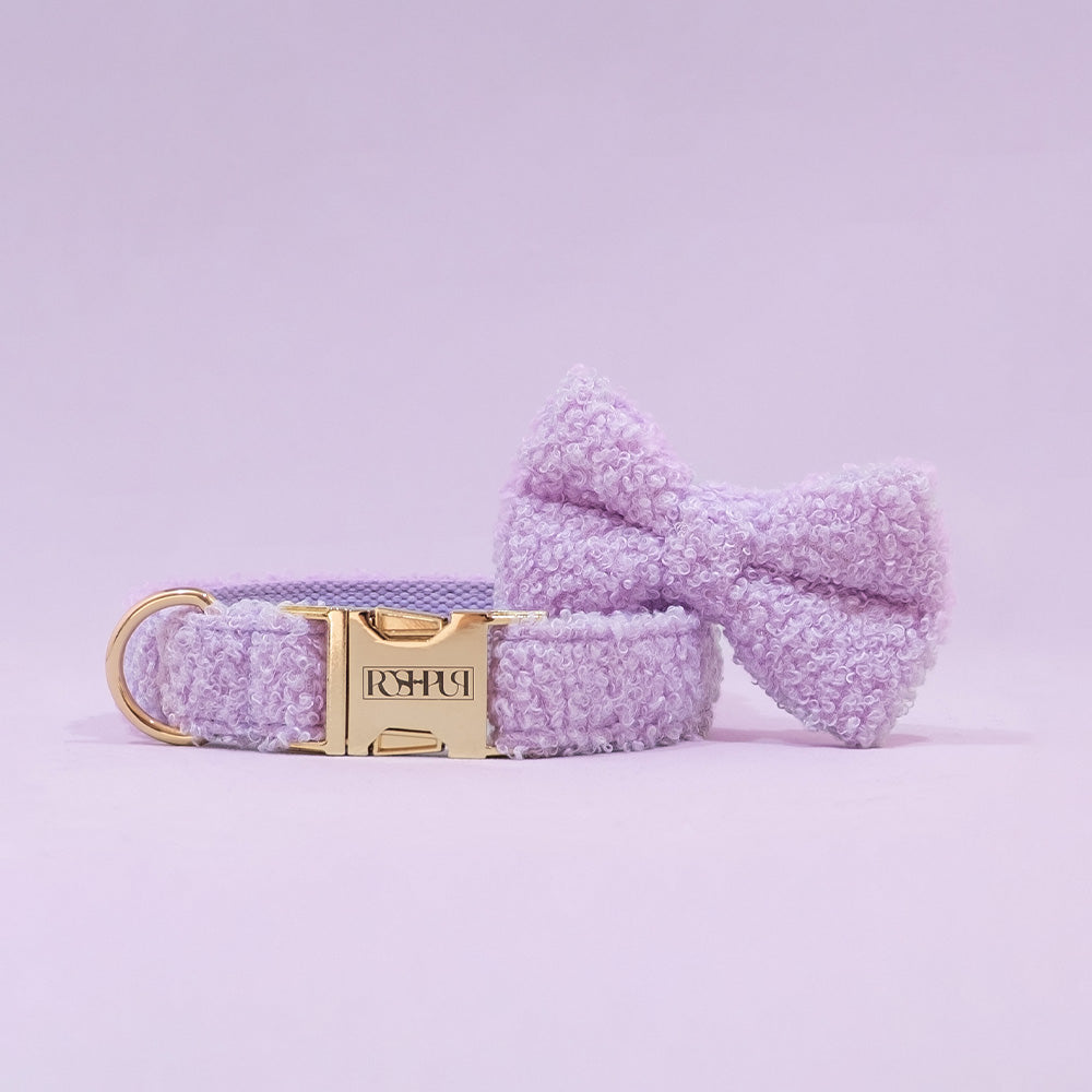 POSHPUP adjustable luxury dog collar with bow - teddy lilac