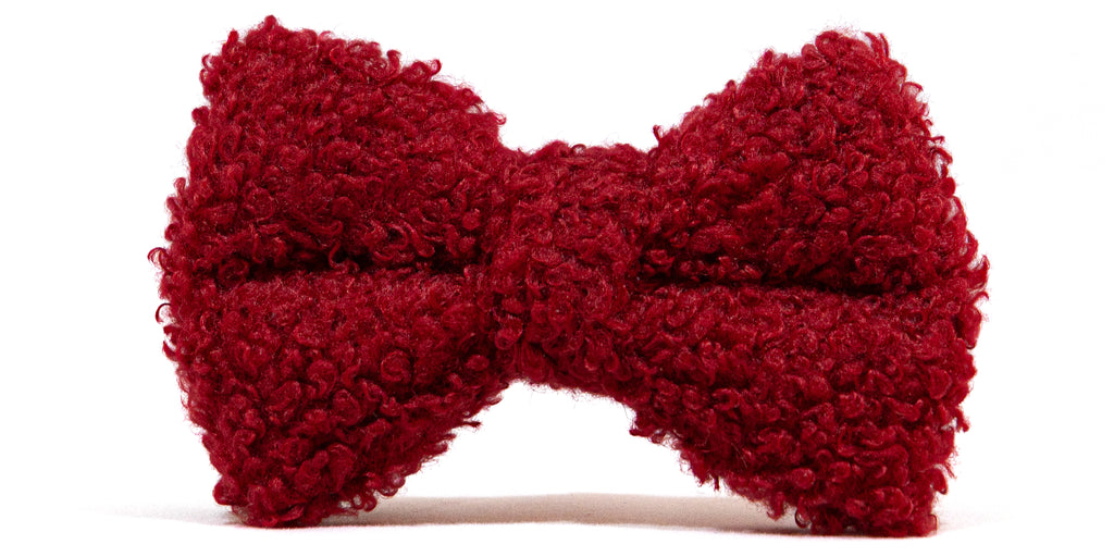POSHPUP adjustable luxury dog collar with bow - teddy burgundy